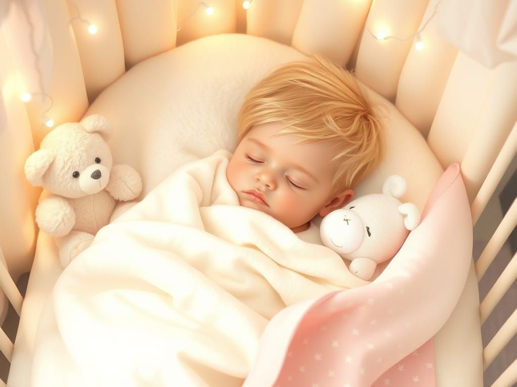 Serene Child's Slumber in a Cozy Crib Scene