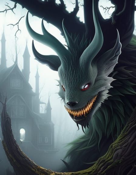 Eerie Bogeyman Portrait in Surreal Neo-Gothic Style