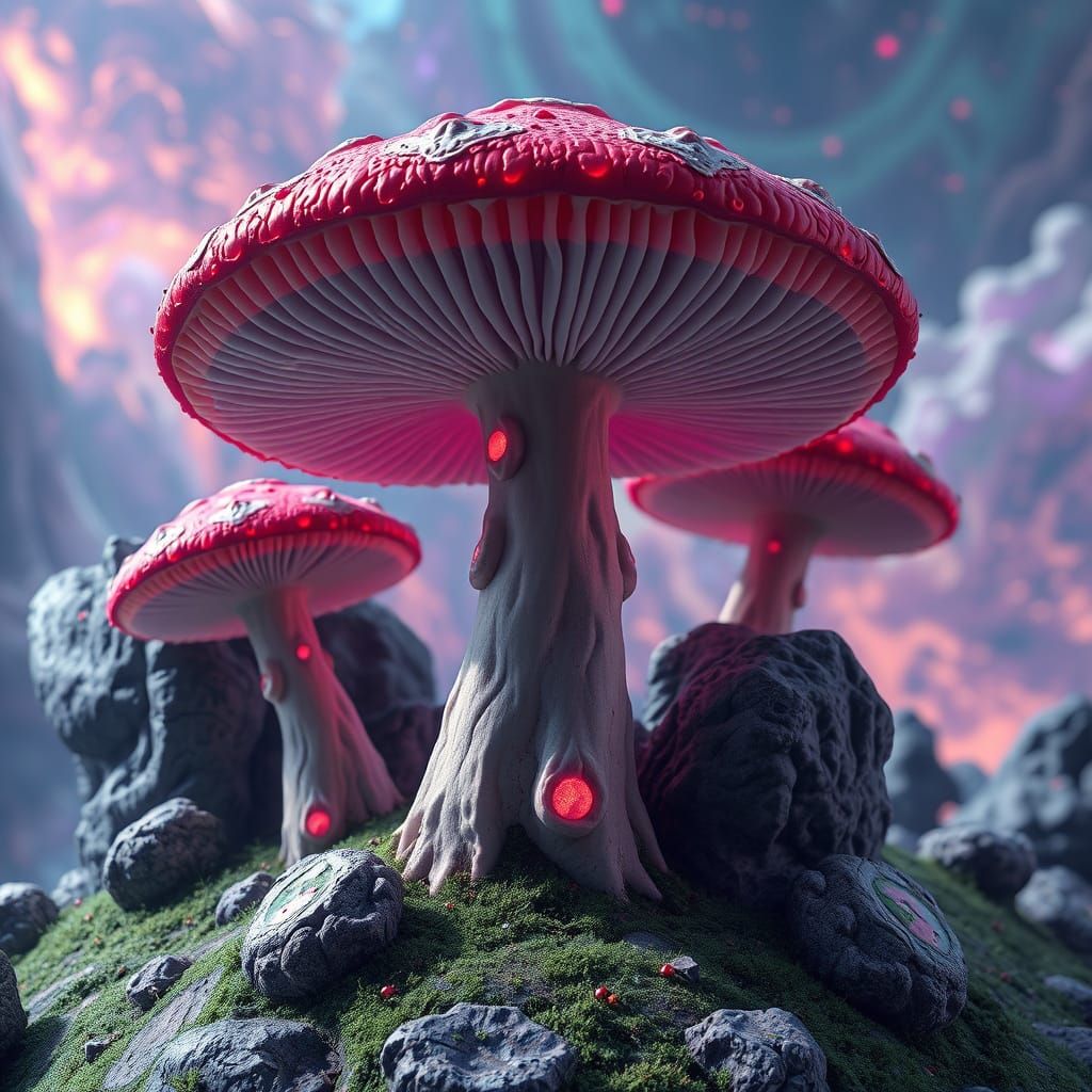 Ethereal Psychedelic Mushroom Scene