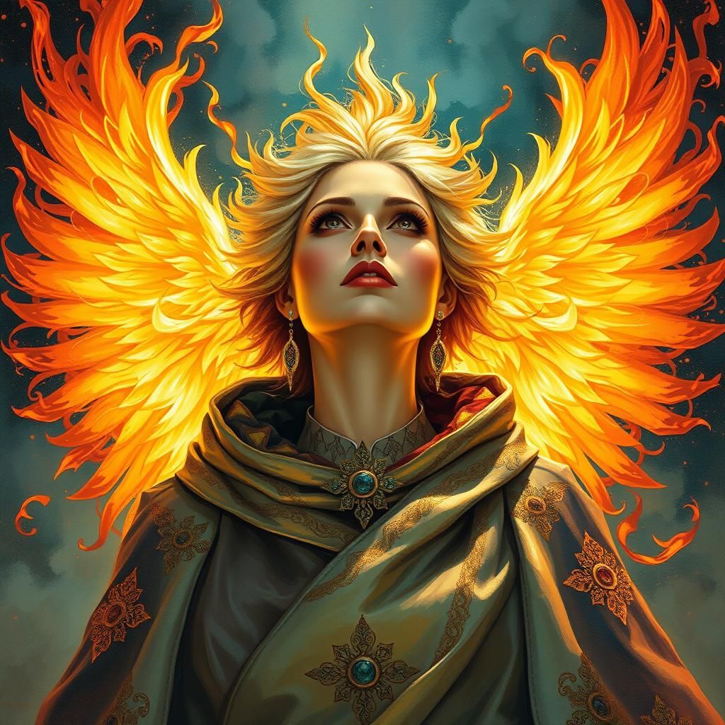 Phoenix Woman Rising: Acrylic Gouache Art