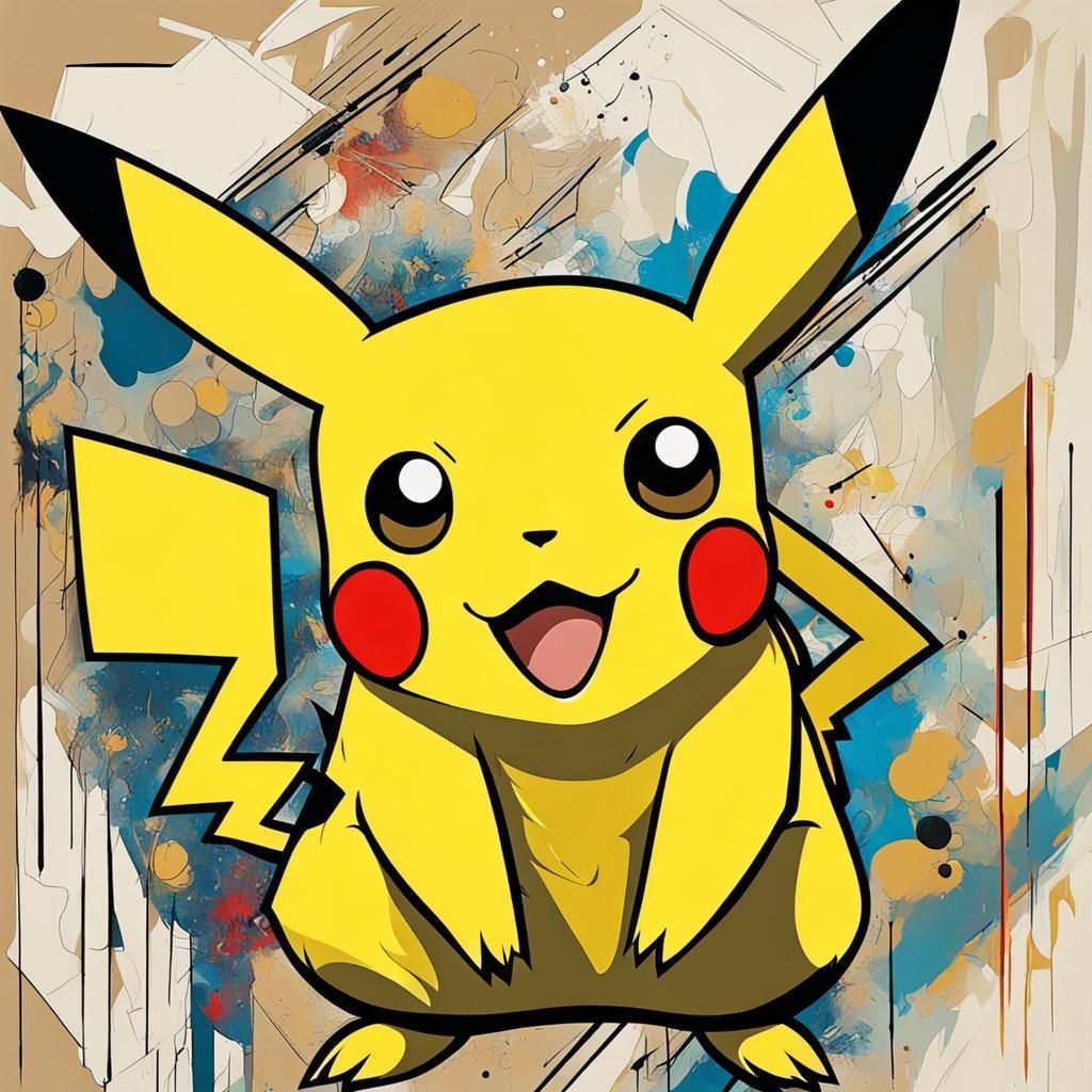 Abstract Pikachu Art in Complementary Colors