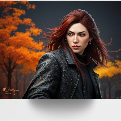 Autumn Date Night in Hyperrealistic Splash Art