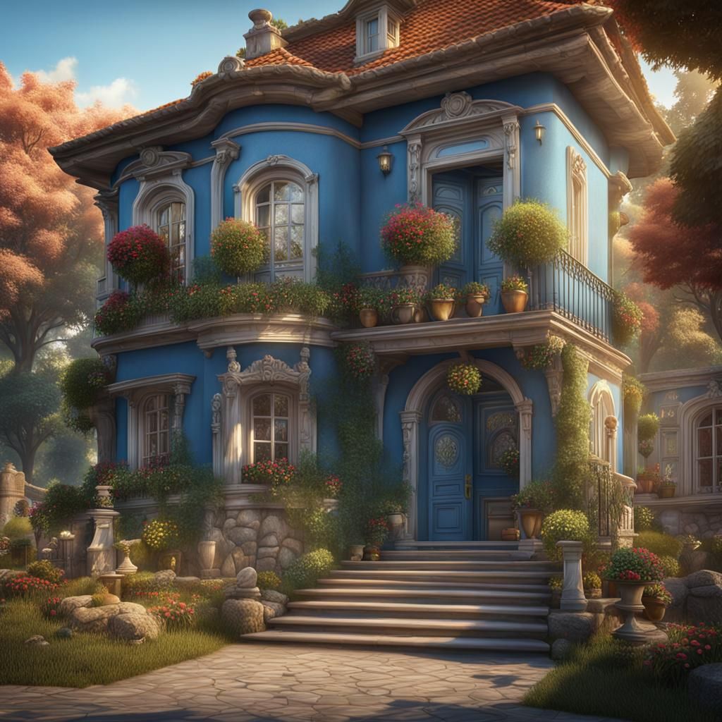 A two-story beautifully architecture house with a beautiful ...