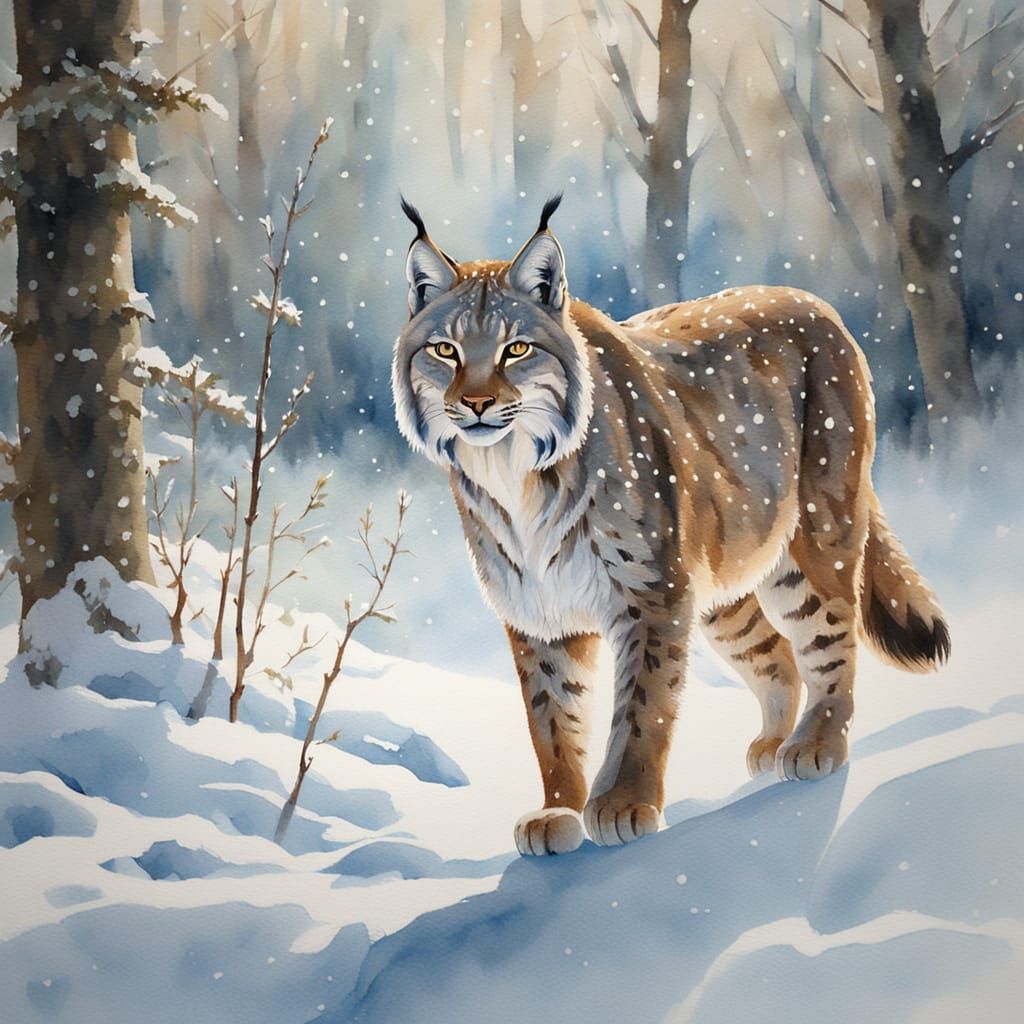 Serene Winter Wonderland in Watercolour