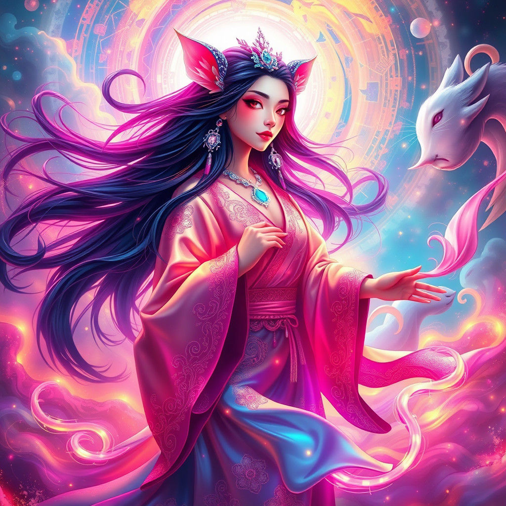 Luminescent Rat Deity in Heaven, Neon Art