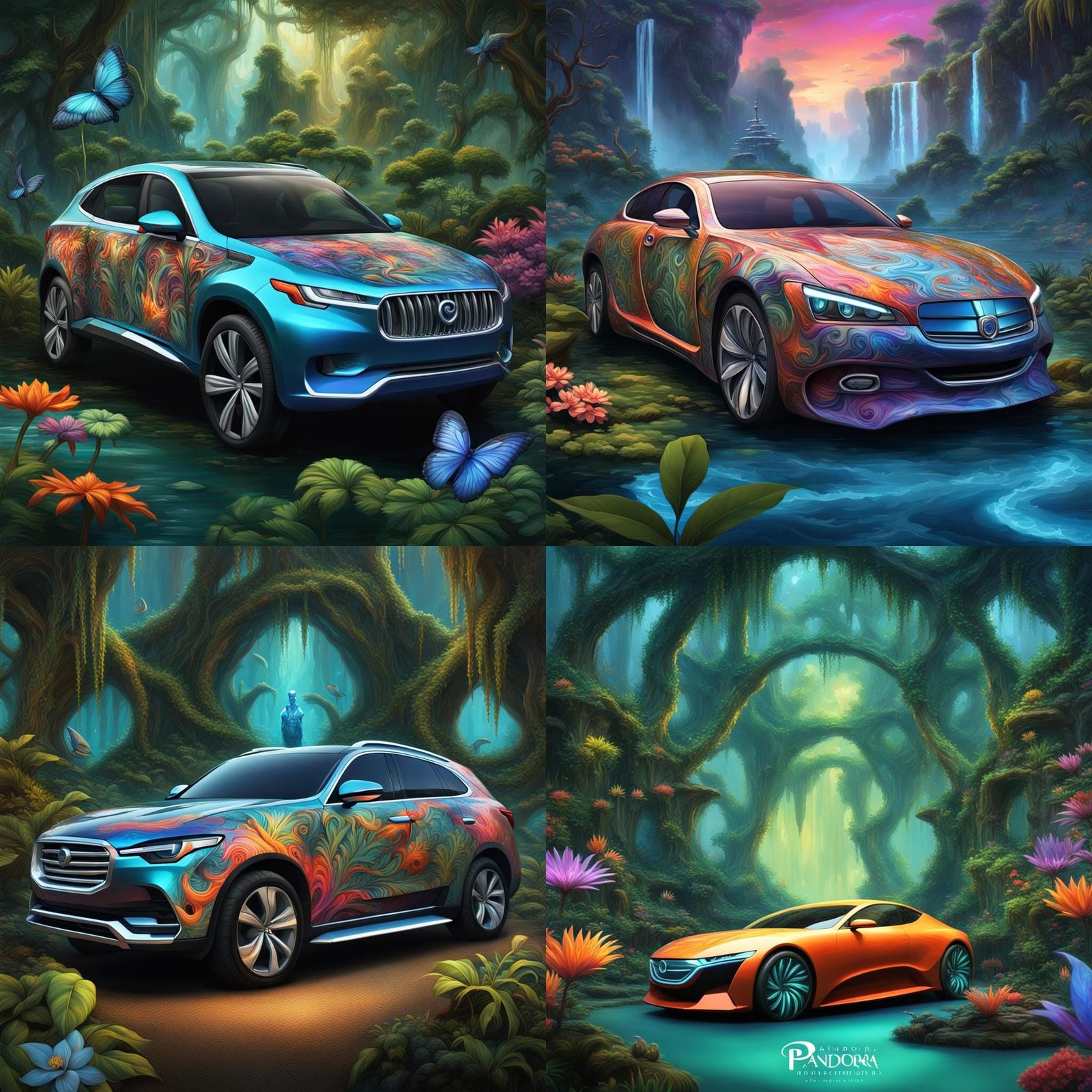 Pandora-Inspired Car Portrait with Bioluminescent Details