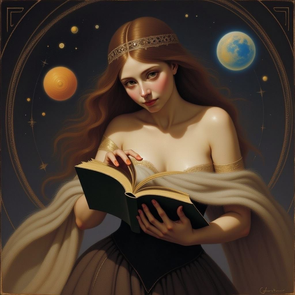 Surreal Space Girl in Baroque Style