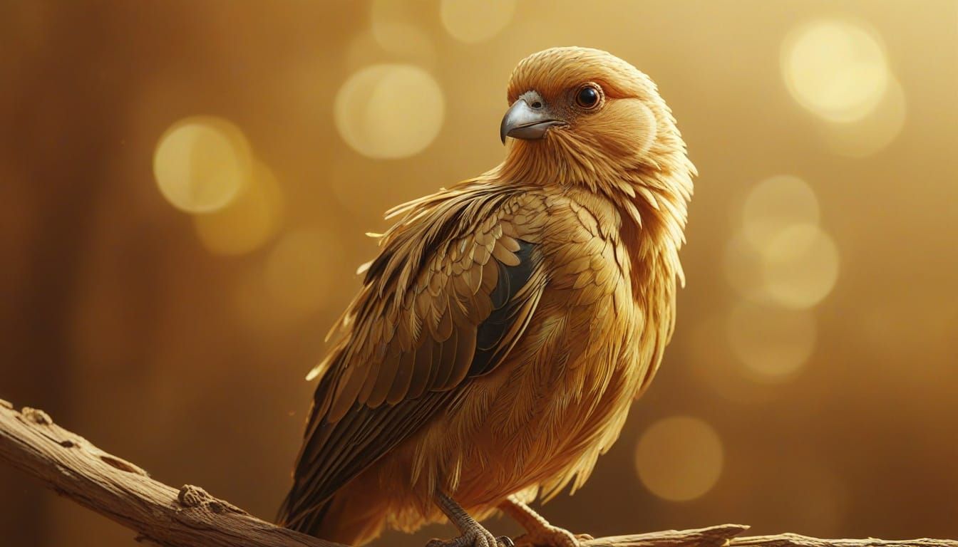 Golden Bird Perched in Golden Hour Light