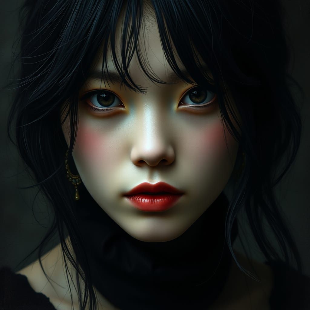 Gothic Portrait of a Raven-Haired Woman