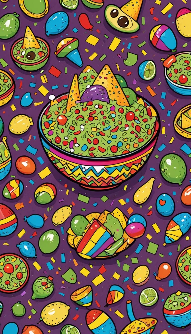 Guacamole Party Illustration in Romero Britto Style