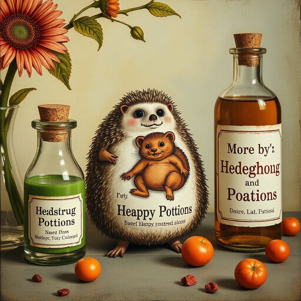 Whimsical Weight Loss Potions in a Playful Artistic Style