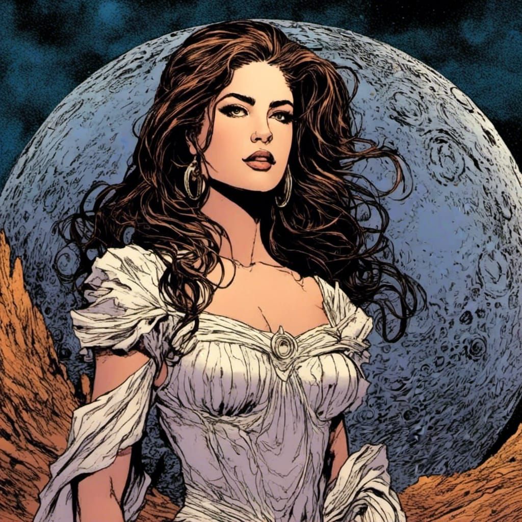 Angelic Visitor on a Fantasy Moon, Comic Book Art