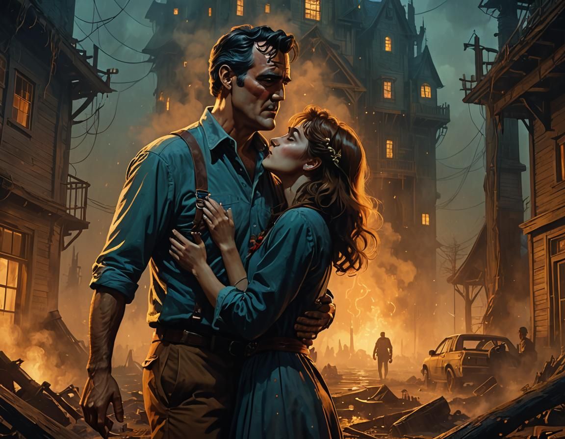 Mystical Kiss: A Fantastical Ethereal Illustration