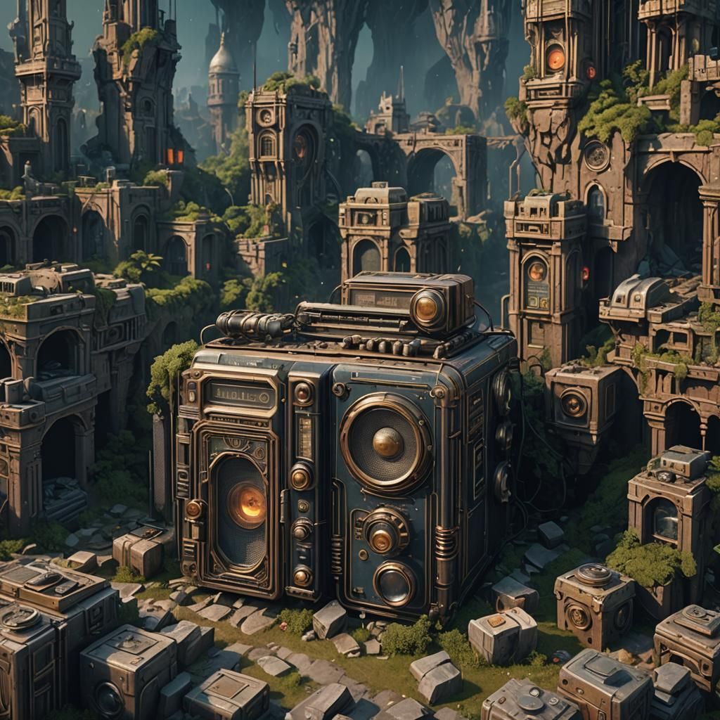 Detailed Radio Matte Painting in Deep Color