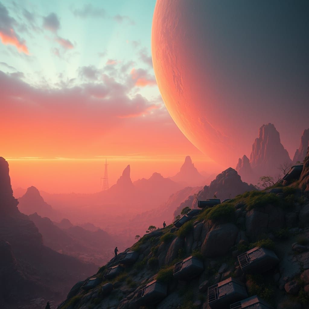 Lost Civilization on Undiscovered Planet, Cinematic Aerial S...