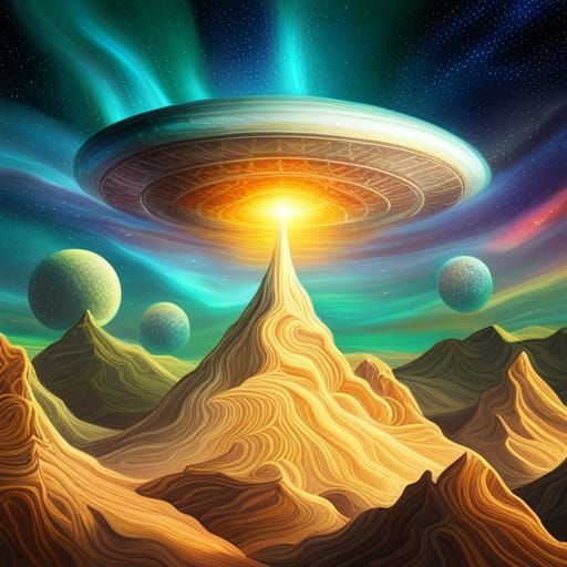 Extraterrestrial Civilization and UFO in Beksinski Style