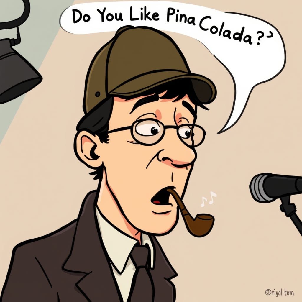 Cartoon Sherlock Holmes Singing a Song