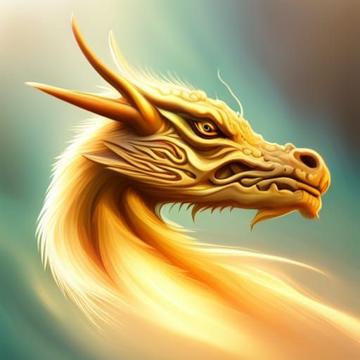 Hyperrealistic Golden Dragon in Splash Art Style