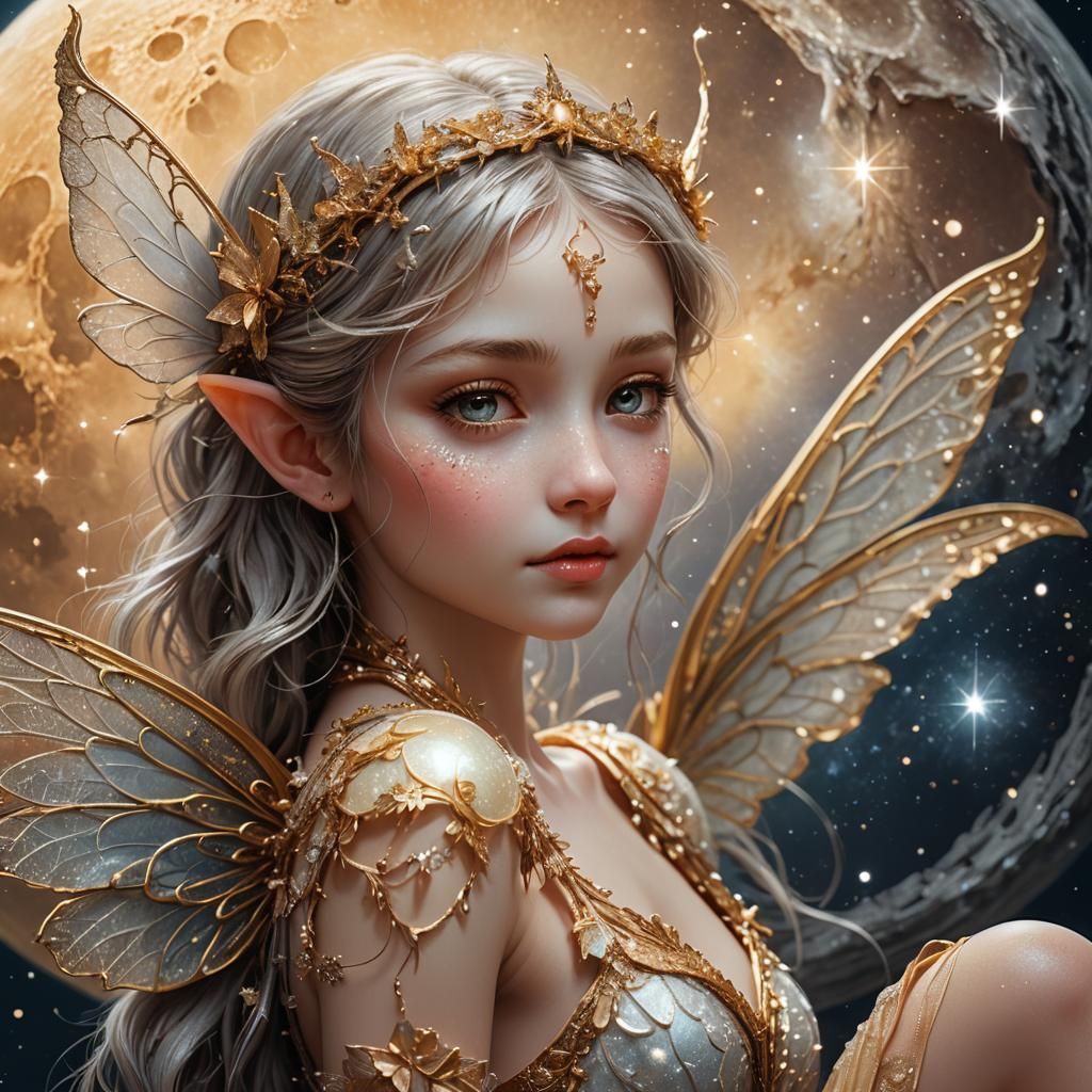 Fairy on the Moon in Hyper-realistic Digital Art