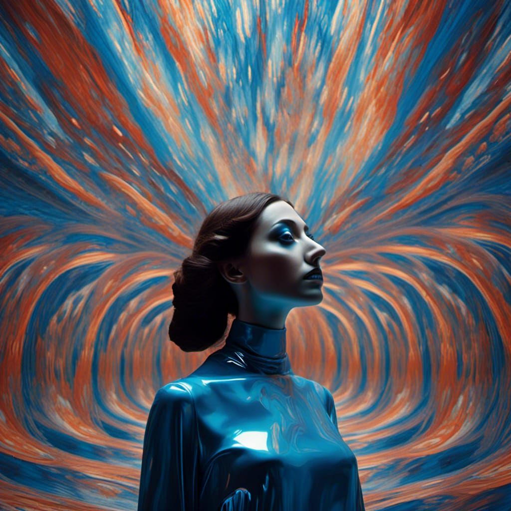 Woman in Surreal Dystopian Holographic Echoes
