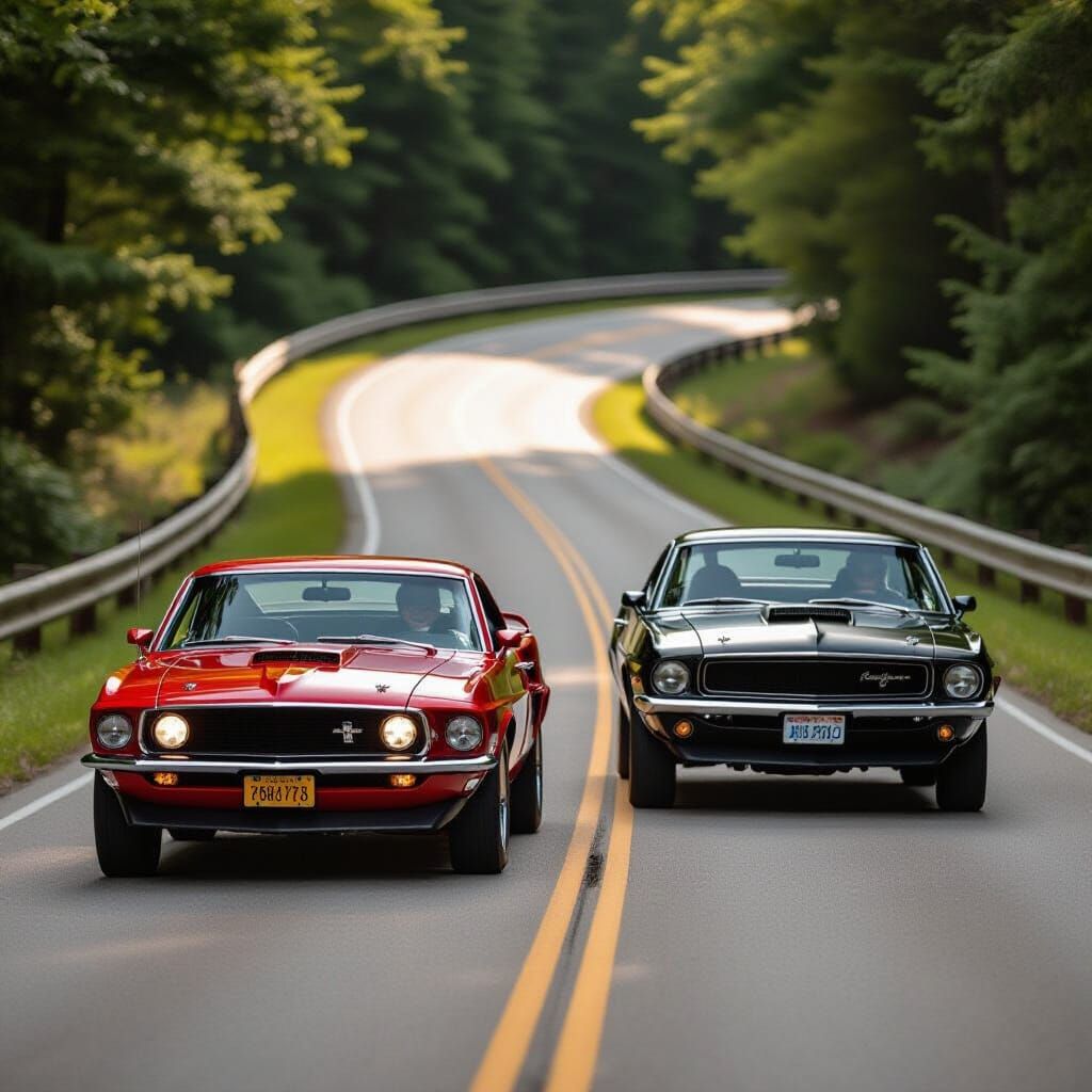 Muscle Car Race: Mustang vs. Charger
