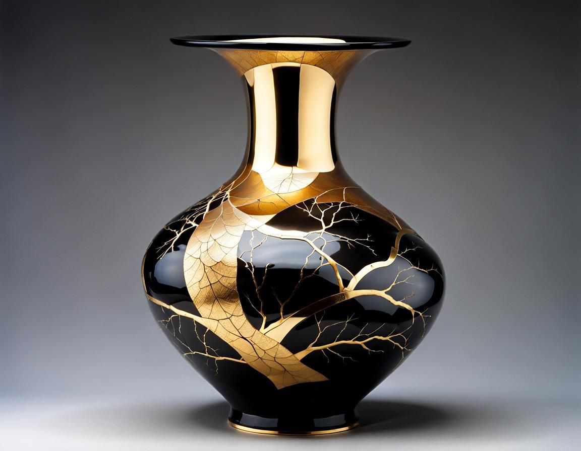 Kintsugi black vase
