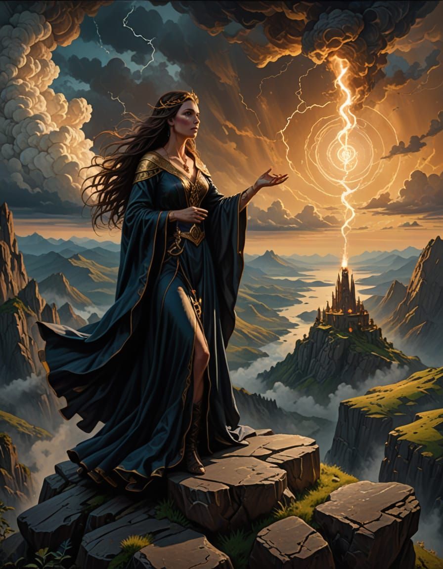 Sorceress Conjures Storms from Floating Island Observatory