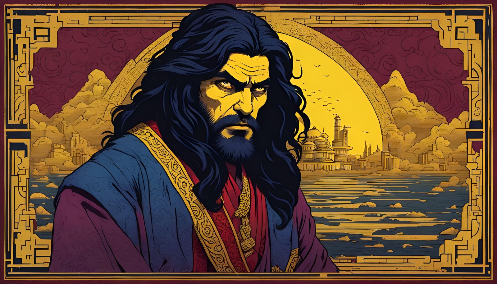 Scowling Persian Man in Pop Art Style