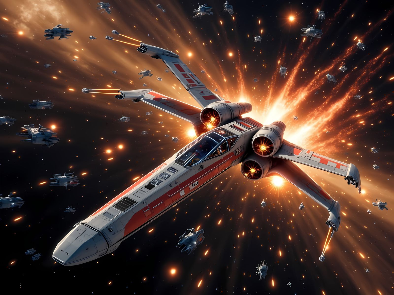 X-Wing in Epic Sci-Fi Galaxy Battle