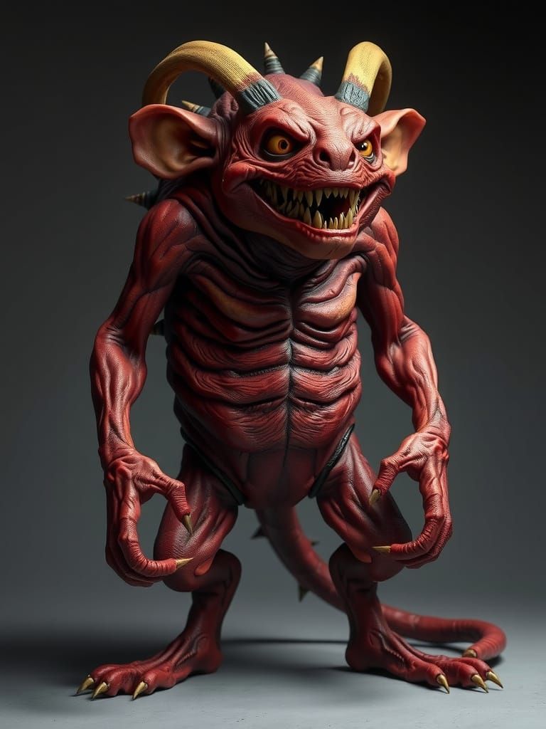 Fiendish Creature with Spiky Back and Goat Legs