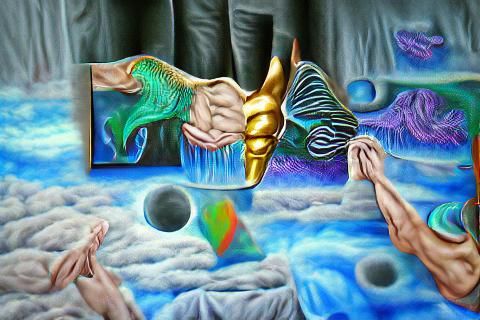 Creation of Gods: Detailed Iridescent Surrealism