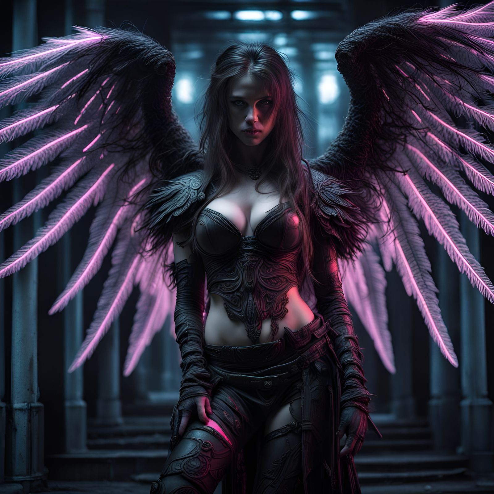 Neon Dark Angel in Luis Royo Style