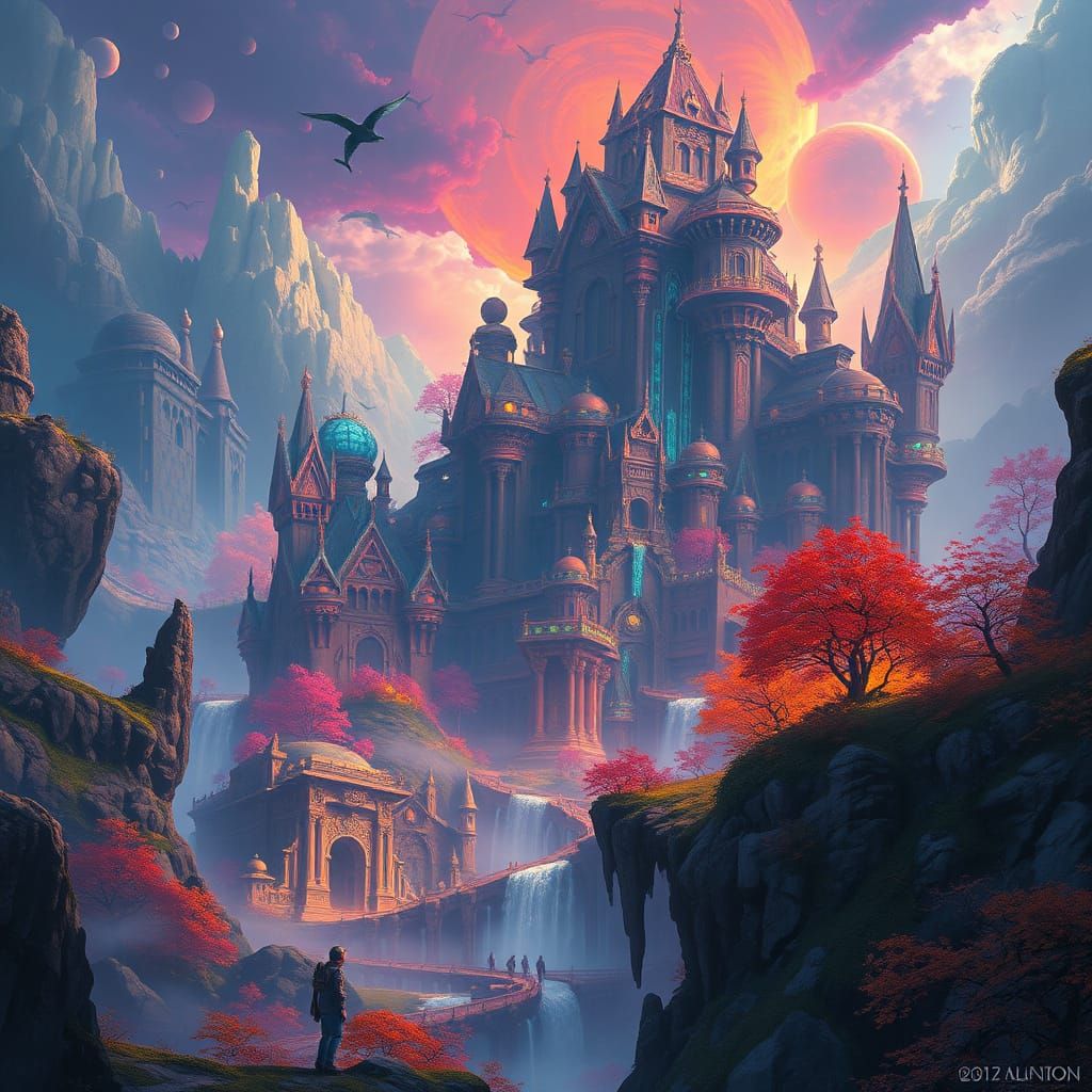 Surreal Fantasy Realm in Deep, Rich Colors