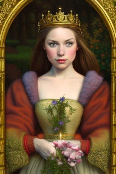 Medieval Princess Portrait in a Fantasy Garden