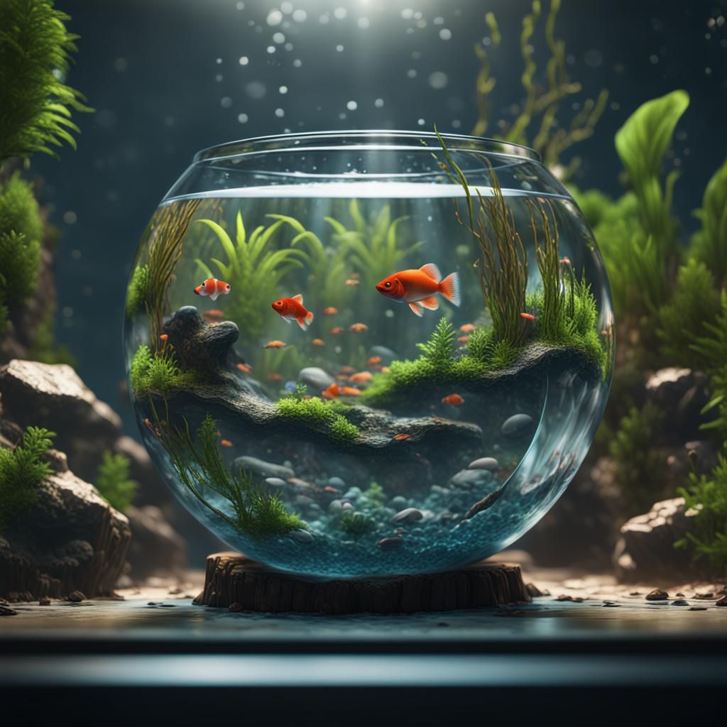 Water Terrarium in Detailed 3D Game Style