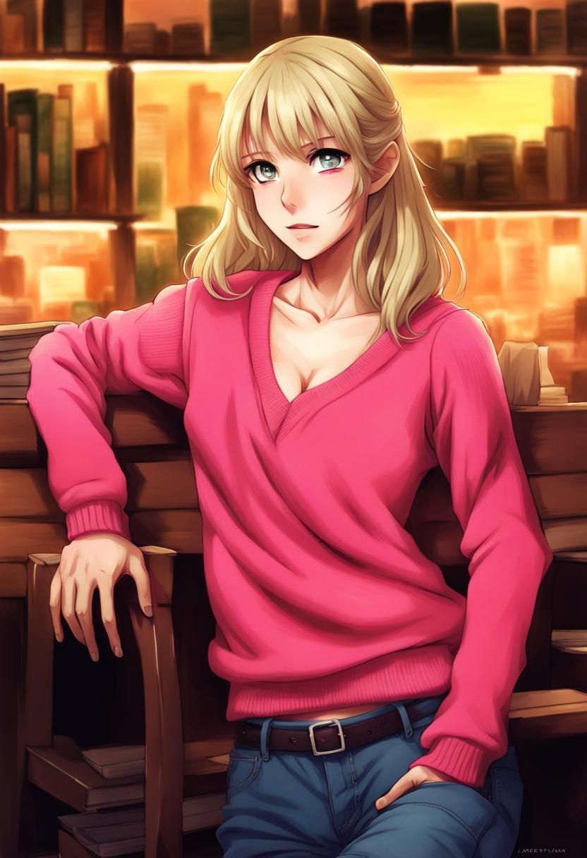 Blonde in Pink Sweater, Anime Key Visual