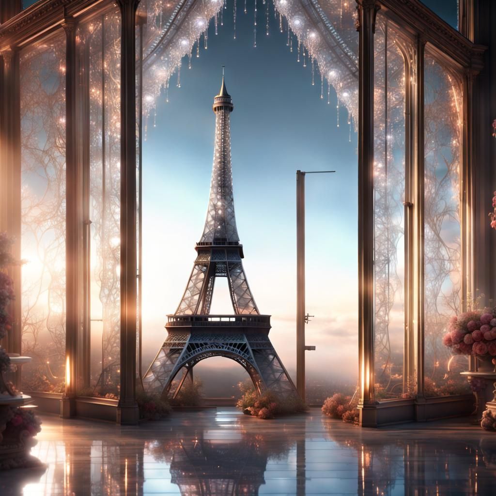 Crystal Glass Eiffel Tower: Digital Matte Painting
