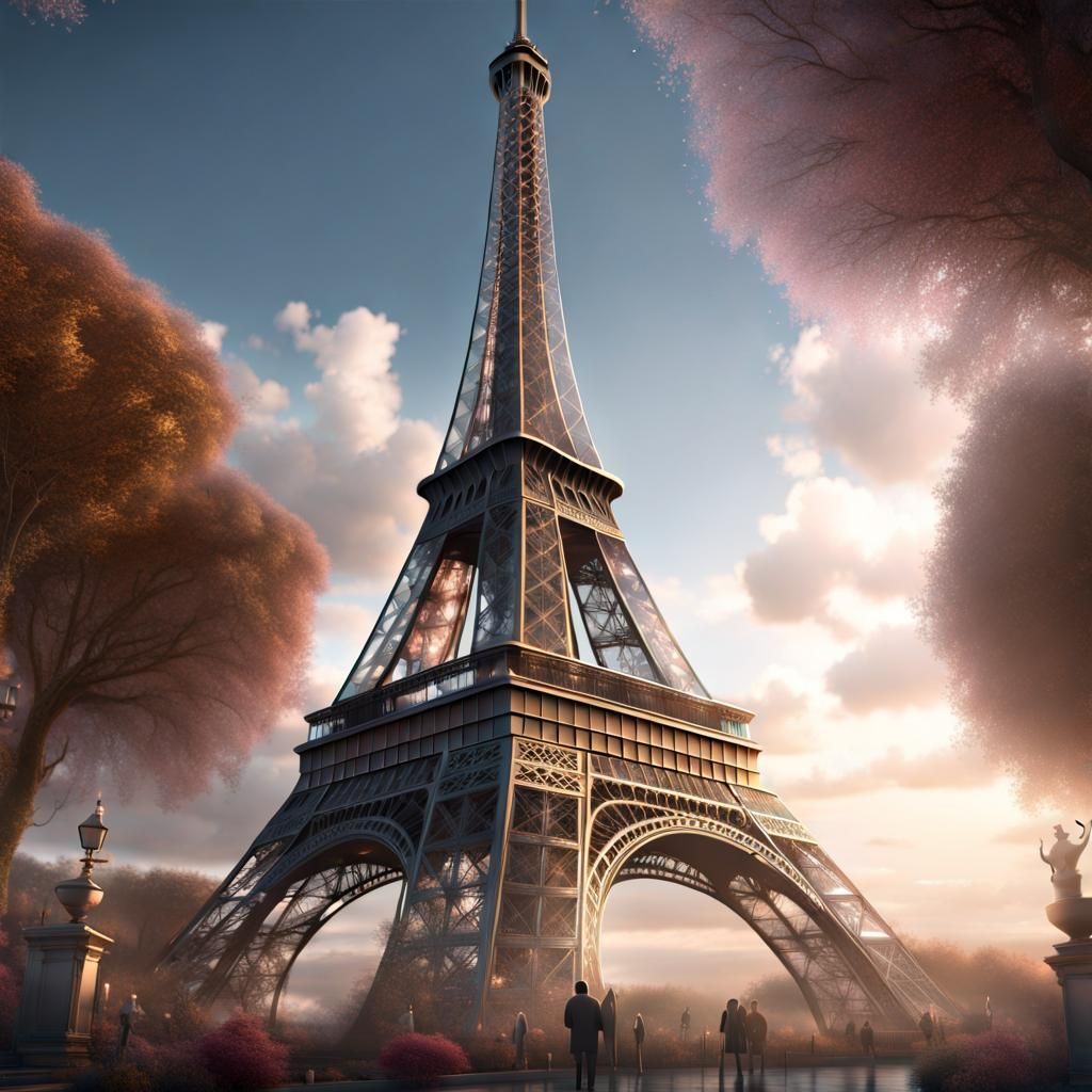 Crystal Glass Eiffel Tower in Digital Matte Painting