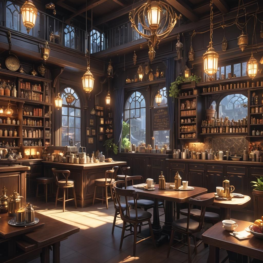 Fantasy Cafe with Warlock: 3D Anime Art