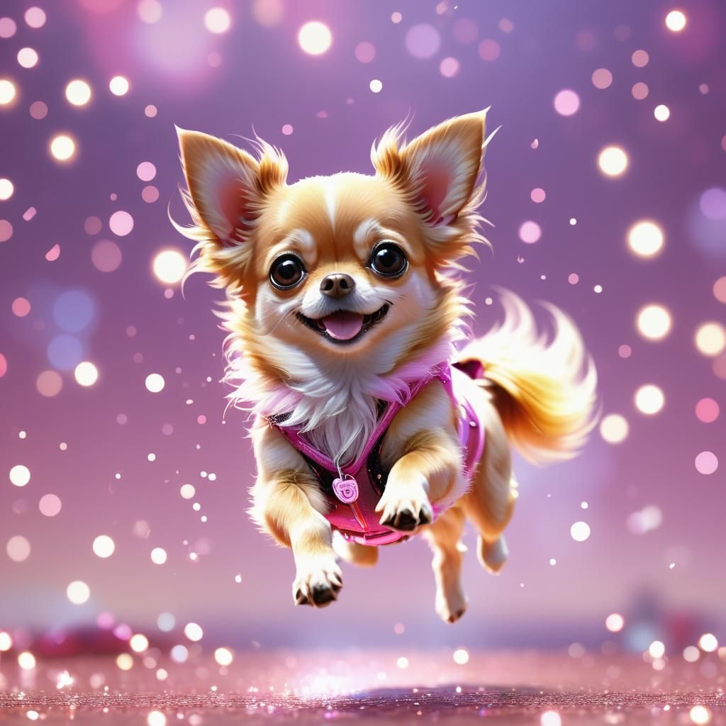 Happy Chihuahua Jump in Anime Style