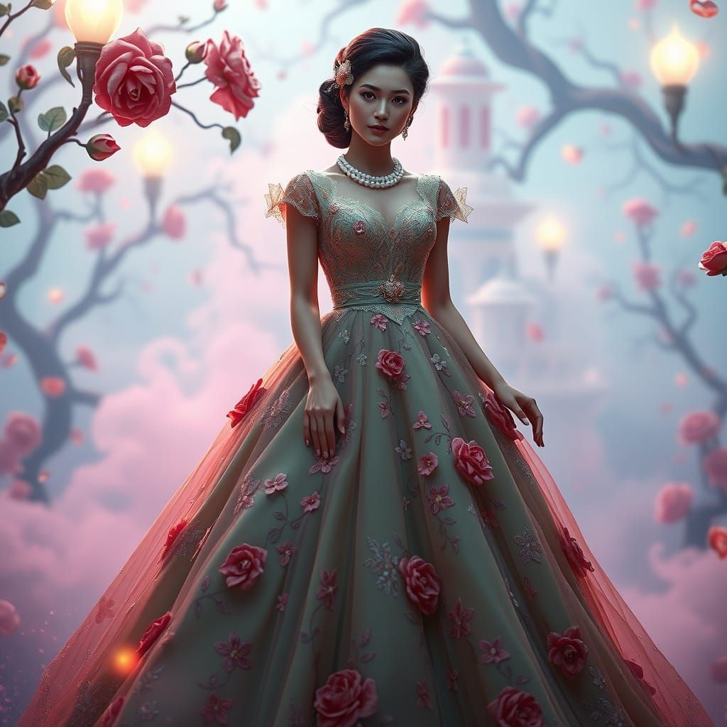 Ethereal Beauty in Emerald Dreamscape