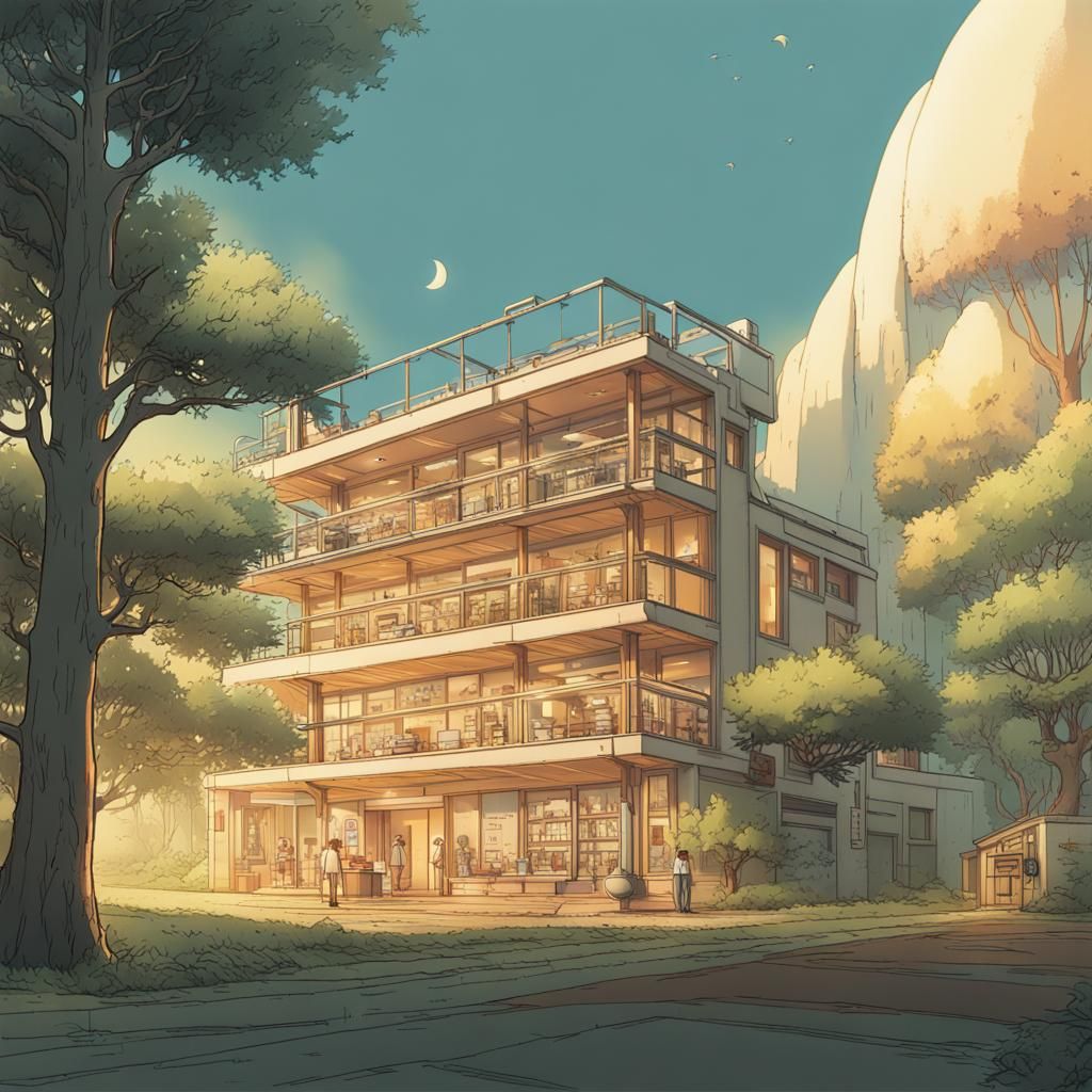 Modernist Science Lab Illustration: Anime Key Visual