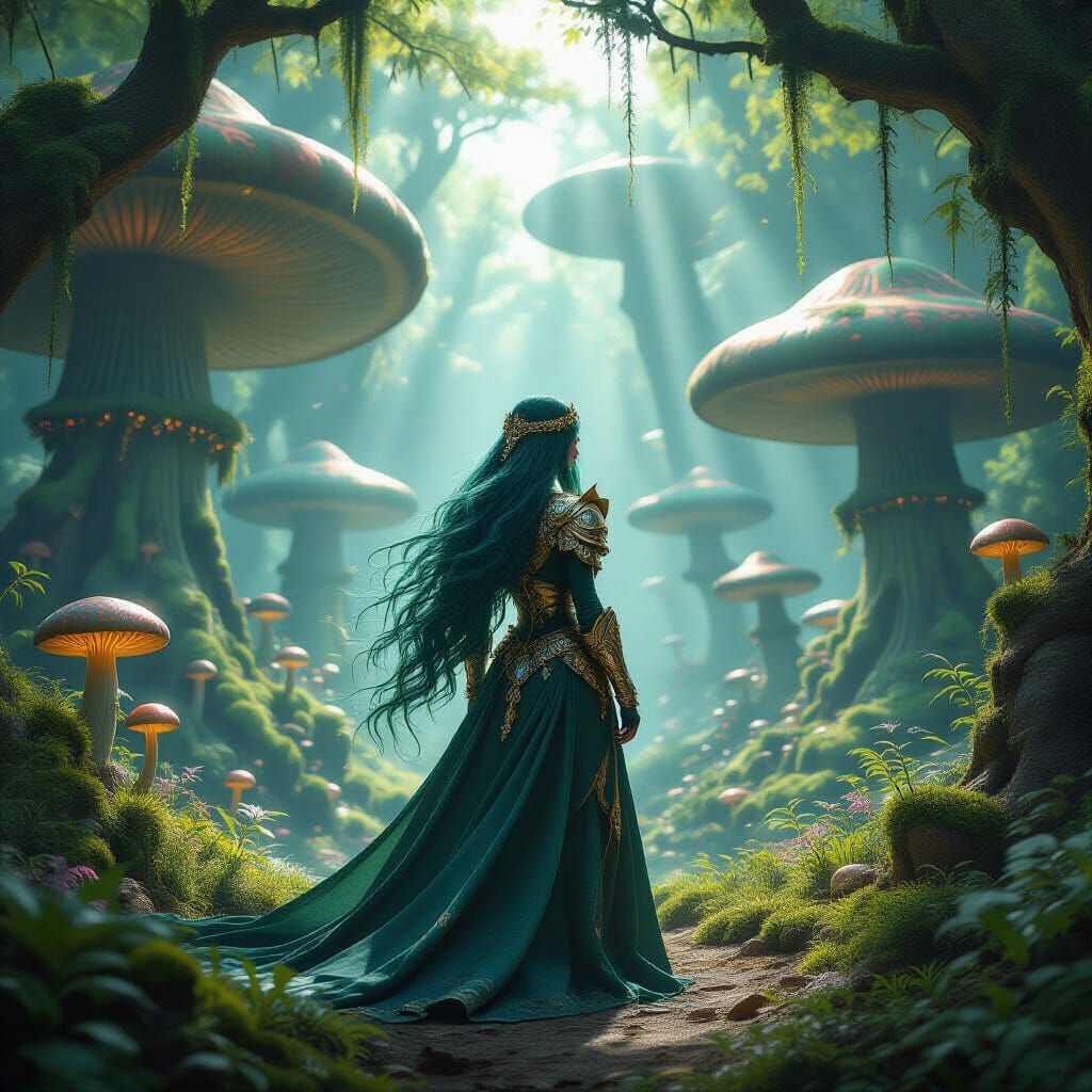 Majestic Warrior Queen Overlooking Mushroom Kingdom