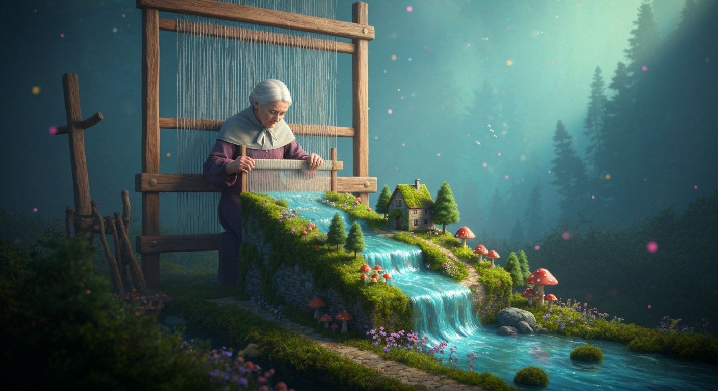 Old Woman Weaves Miniature World Inside Loom