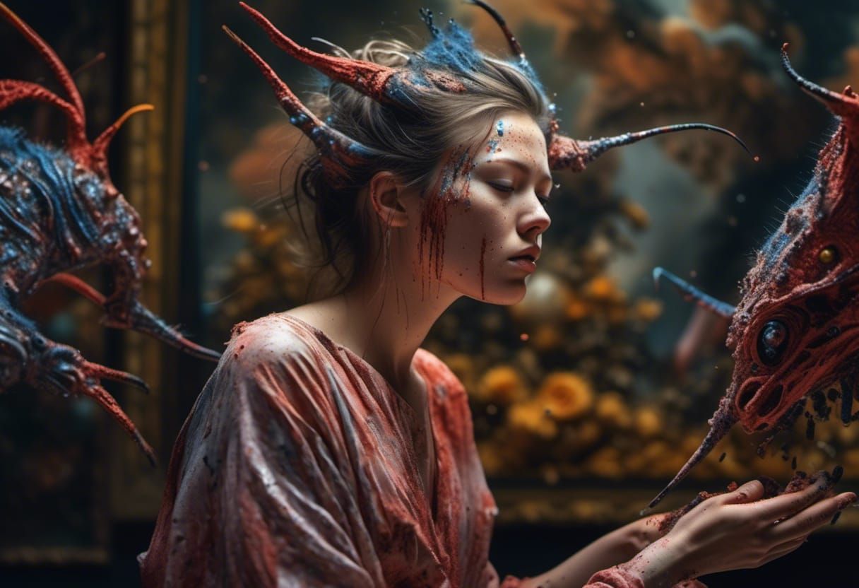 Surreal Galaxy Portrait in Hyperrealistic Style