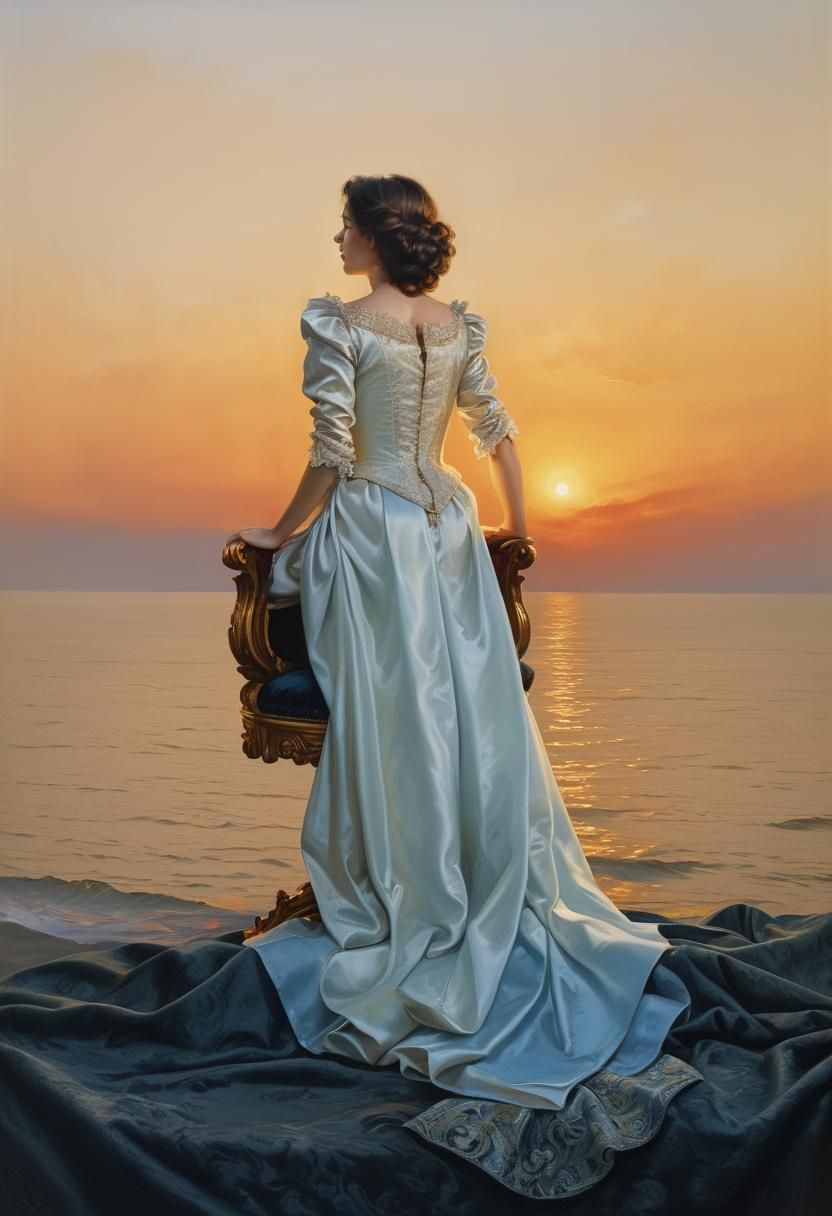 Baroque Portrait of a Beautiful Woman in Velvet Darkness