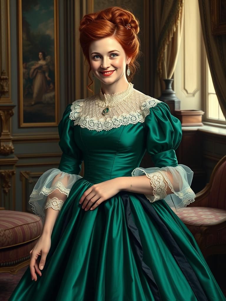 Victorian Lady Portrait in Pre-Raphaelite Style