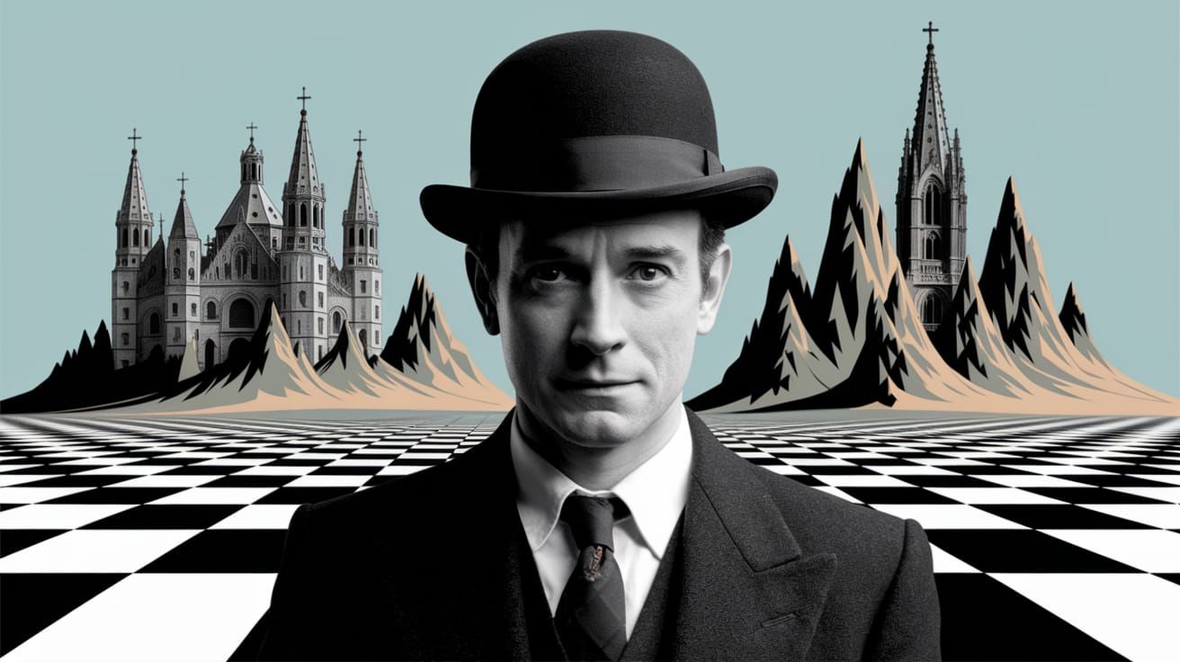 Surreal Belgian Landscape with Cathedrals as Mountains