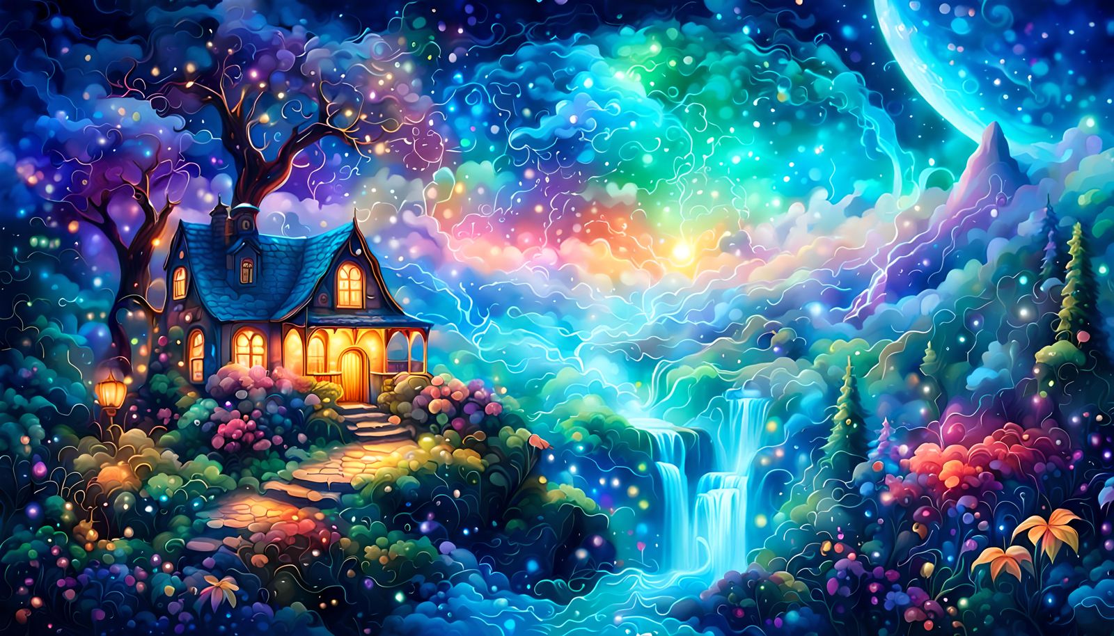 Ethereal Cosmic Midnight Fantasy Illustration