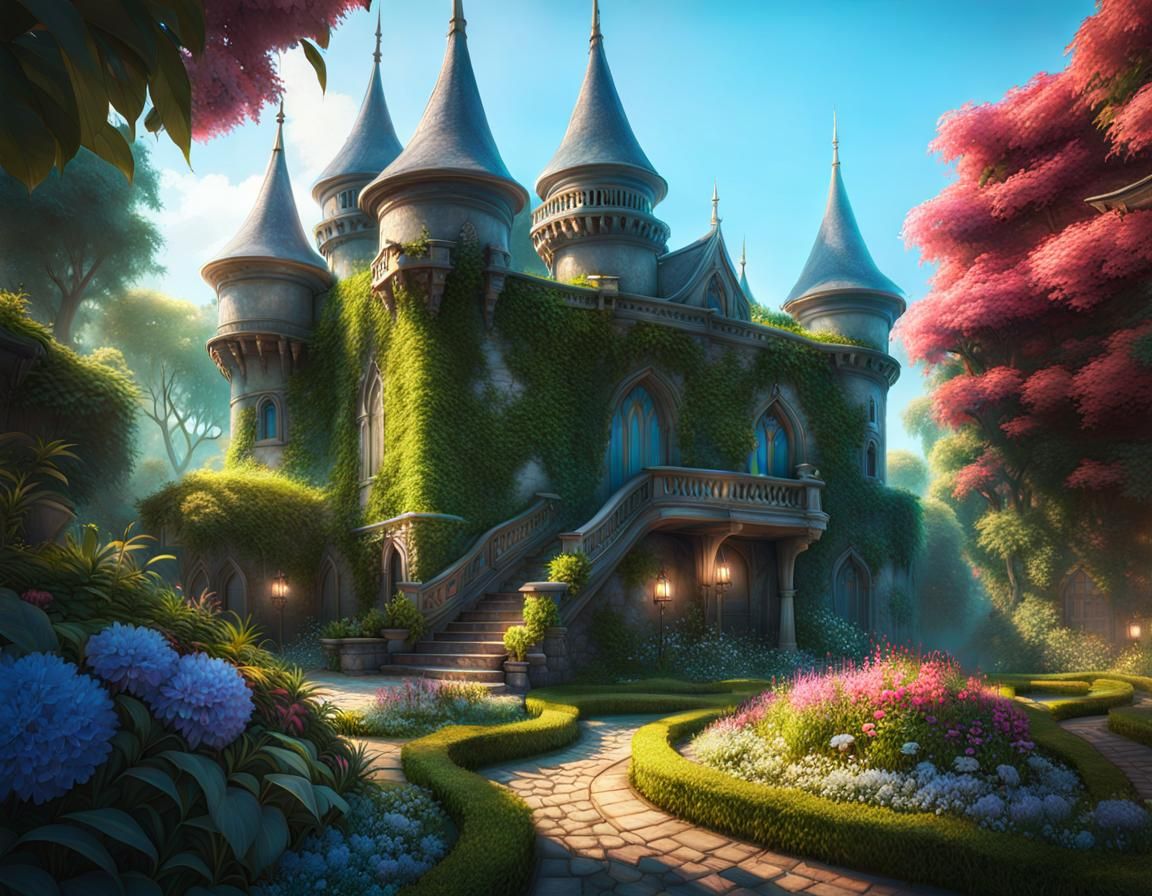 Magical Overgrown Castle Garden Concept Art